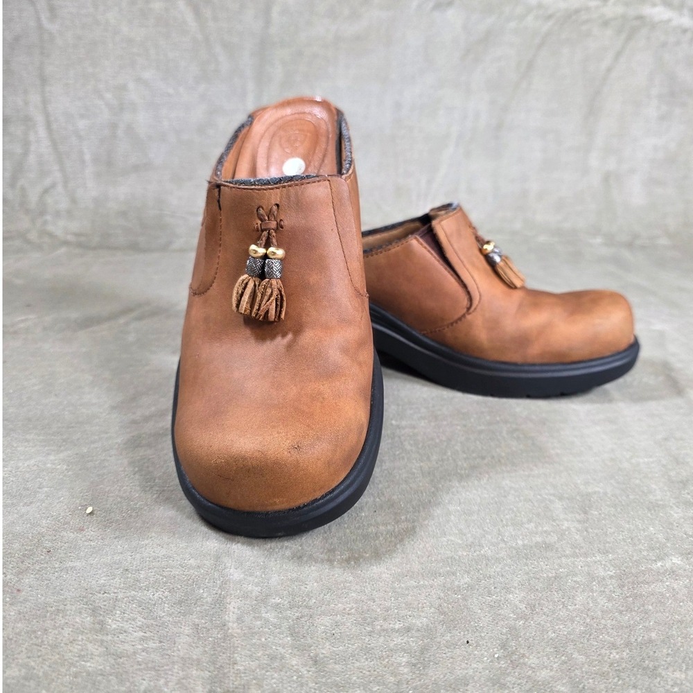 Ariat Mendocino Womens Tan Leather Tassel Mules Clogs Platform Shoes Size 8.5B‎
